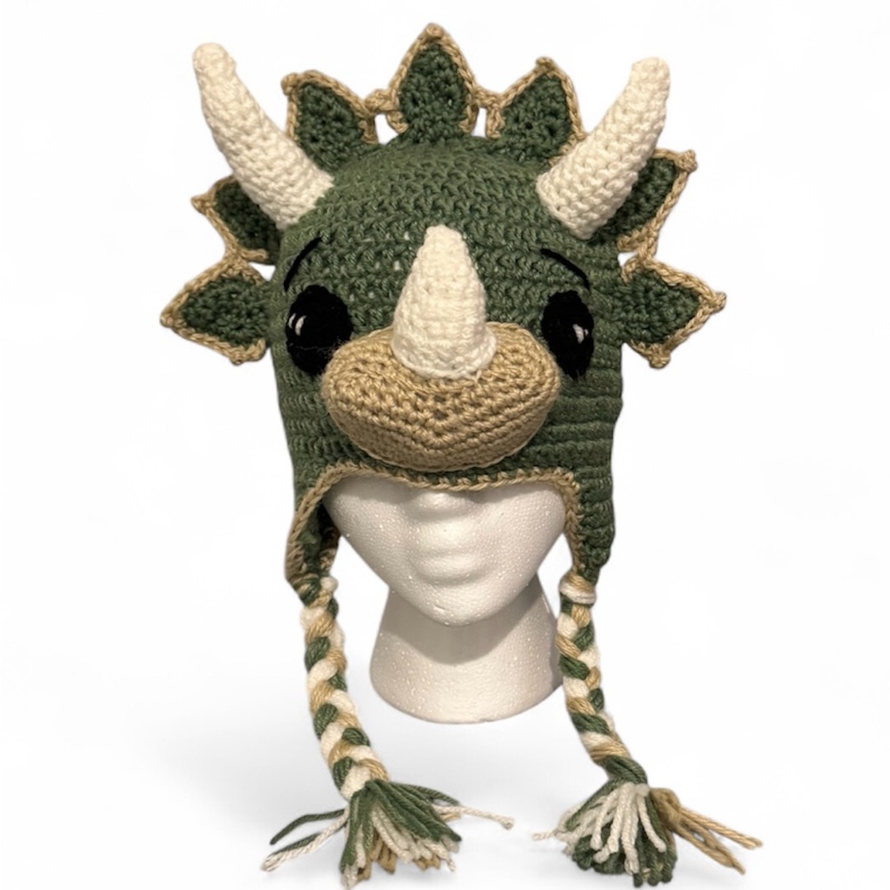 Green Dinosaur Knit Hat for Kids
